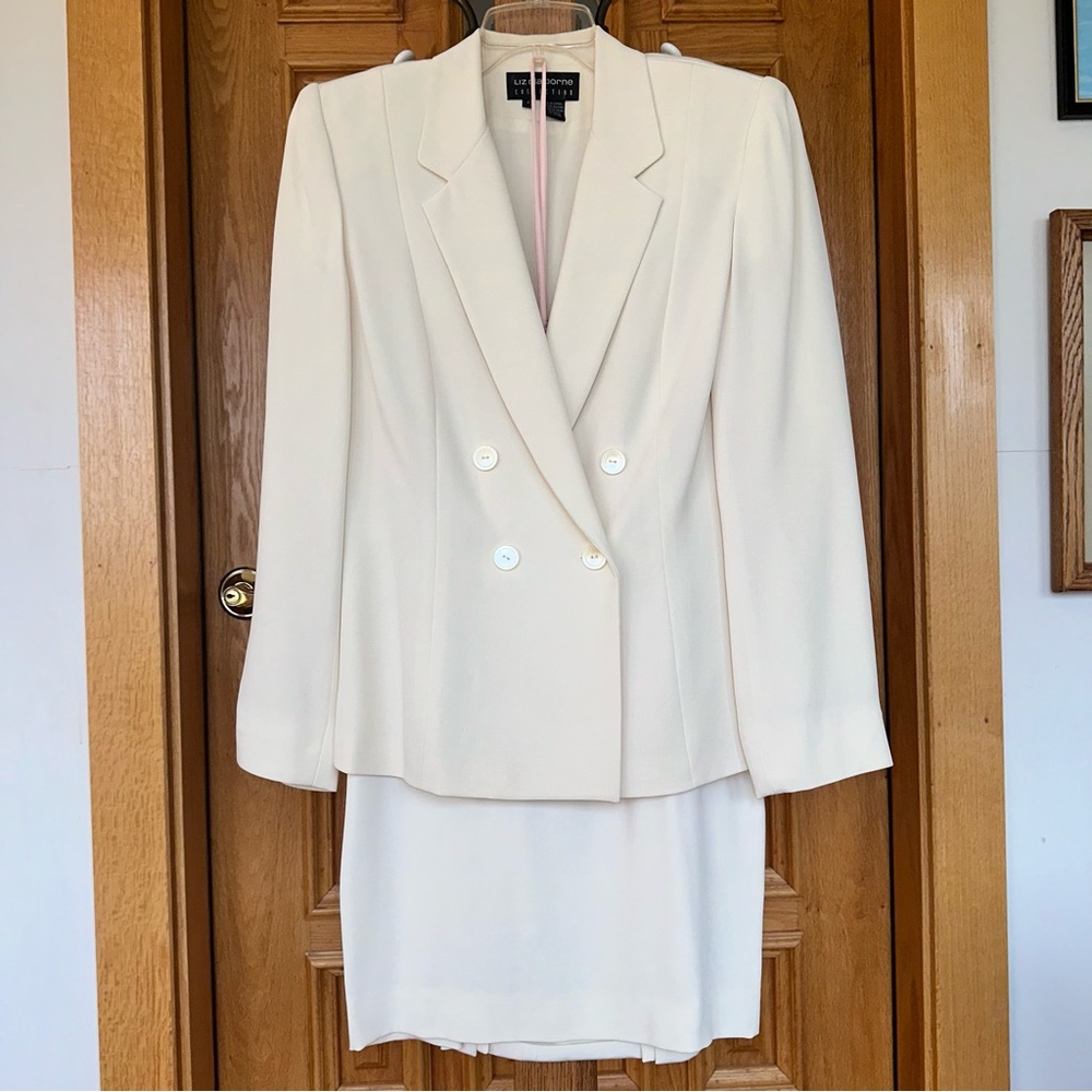 LIZ CLAIBORNE COLLECTION 2-piece garment jacket blazer skirt 100% silk size 4